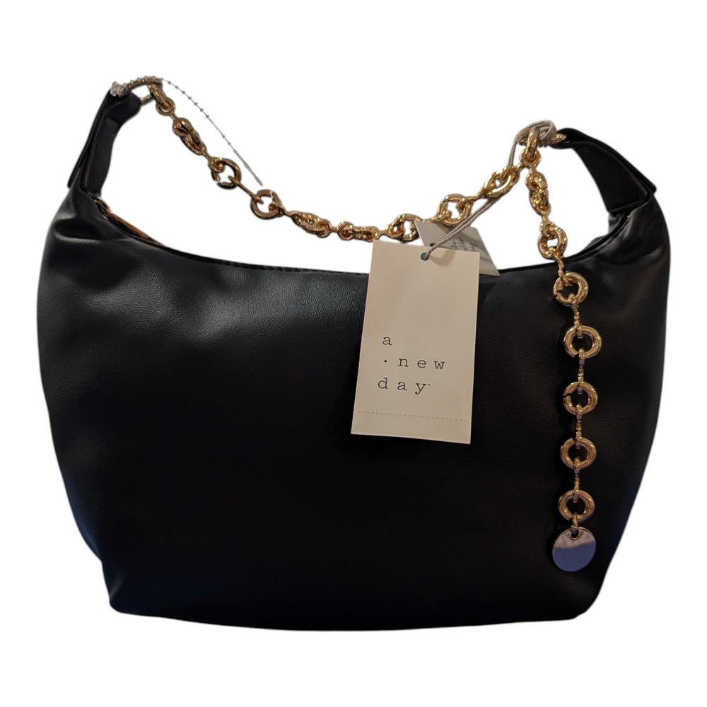 Jewelry Chain Handbag Clutch - A New Day Black Metal Chain Strap - Shell - Woven